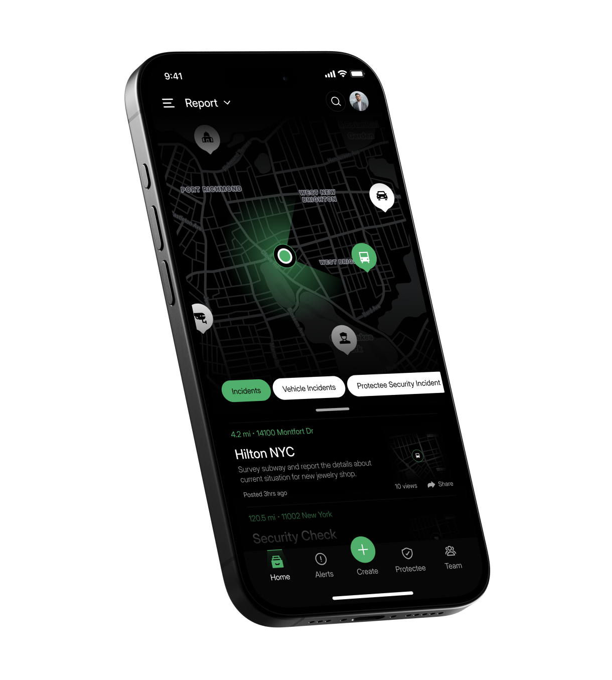 AdvanceWork Mobile App - Executive Protection Platform Interface